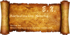 Barbulovics Neszta névjegykártya